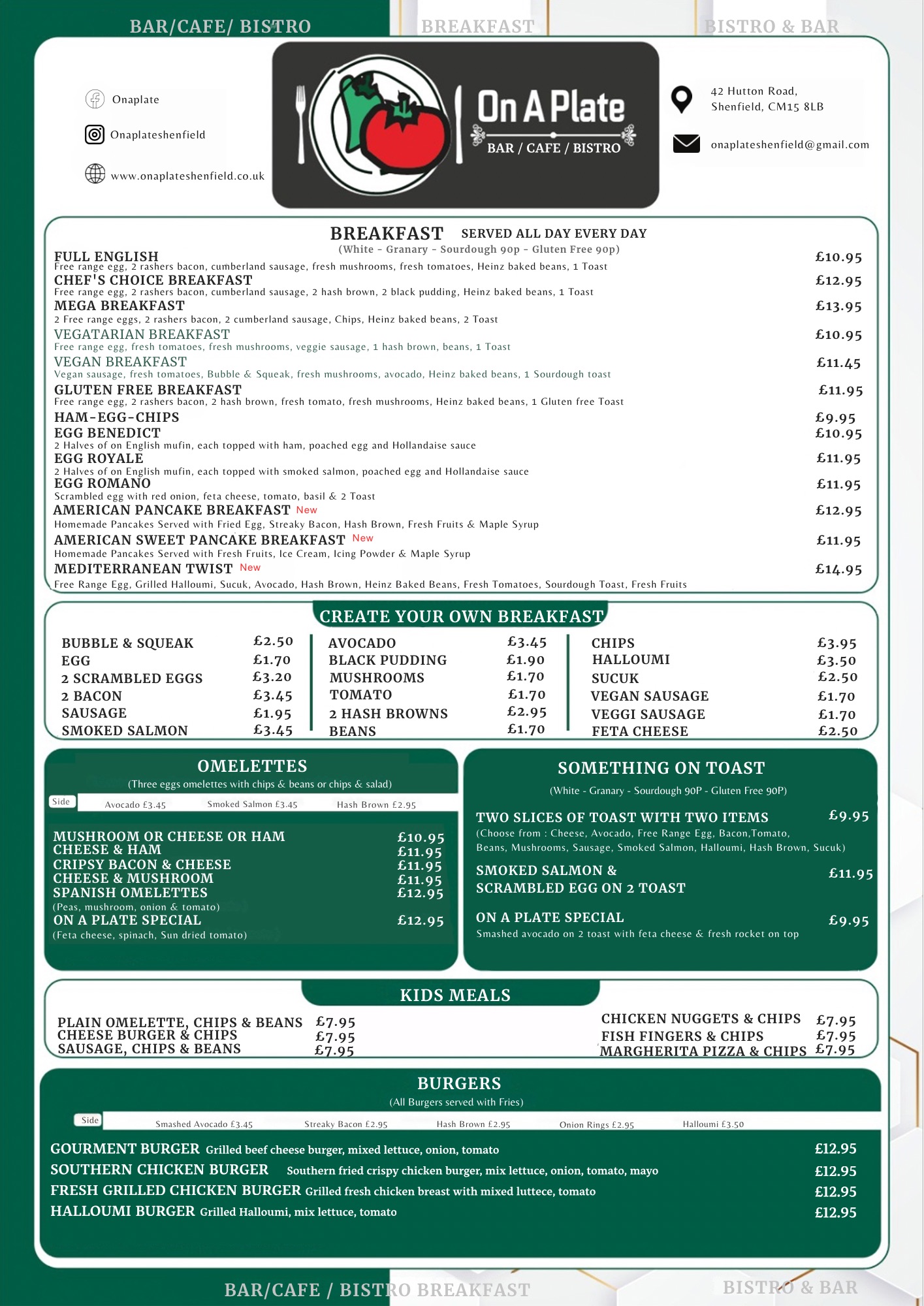 Printed On A Plate menu page 2